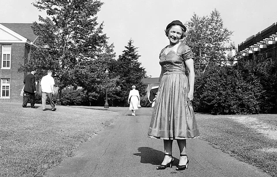 Helen Hayes - Helen Hayes MacArthur walks on the grounds of Helen Hayes Hospital in West Haverstraw, NY in this photo taken in the 1950s.