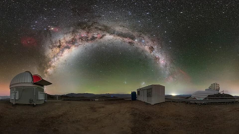 Vera Rubin - Above the peaks of Cerro Pachón lies a bridge made of stars, intangible yet visible to the naked eye. This beautiful arch, composed of the Milky Way with its network of nebulae and inters