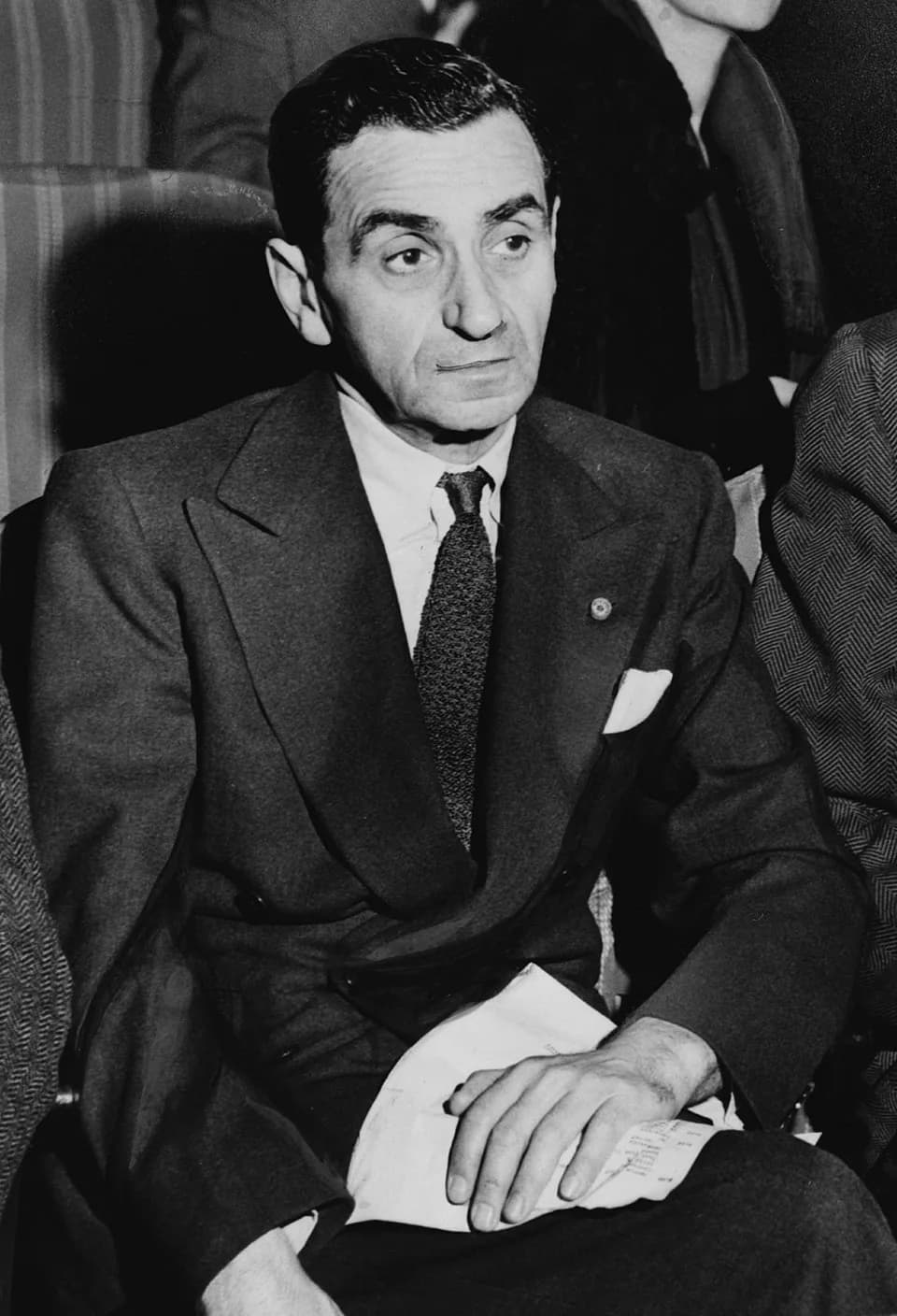 Irving Berlin - Irving Berlin, from a larger photo of him with Rodgers and Hammerstein and Helen Tamiris, watching auditions on stage of the St. James Theatre