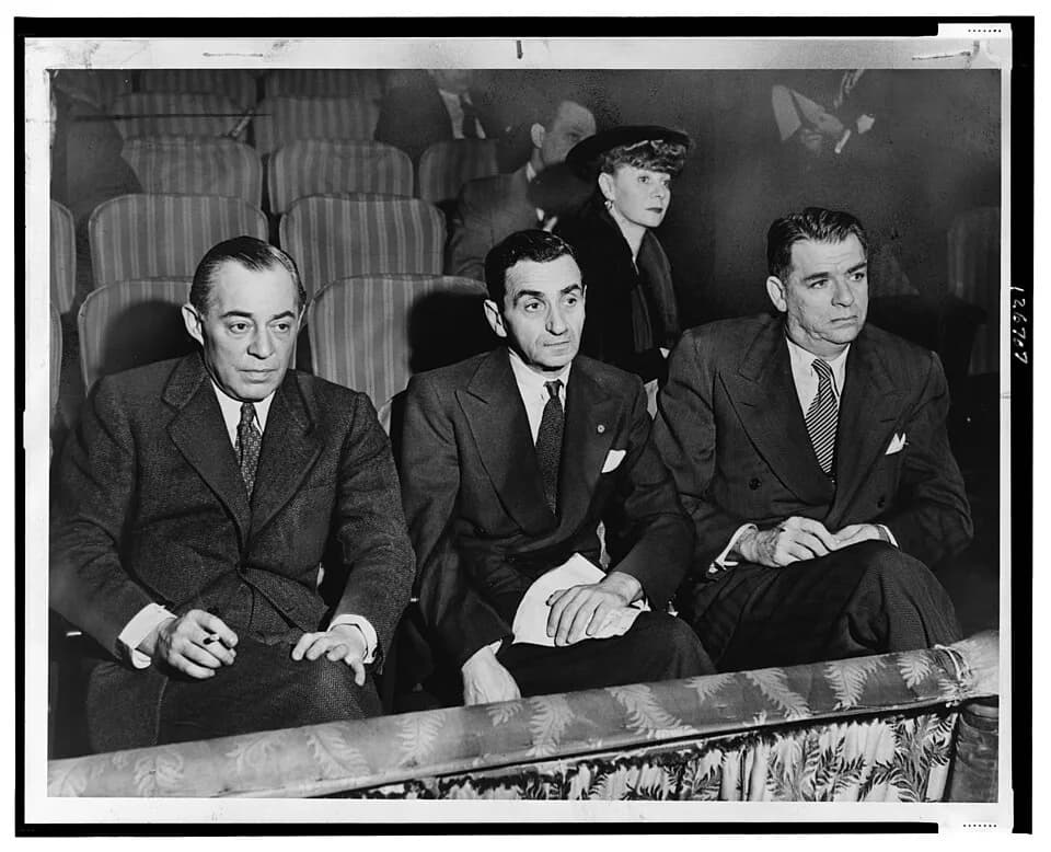 Irving Berlin - Irving Berlin, from a larger photo of him with Rodgers and Hammerstein and Helen Tamiris, watching auditions on stage of the St. James Theatre