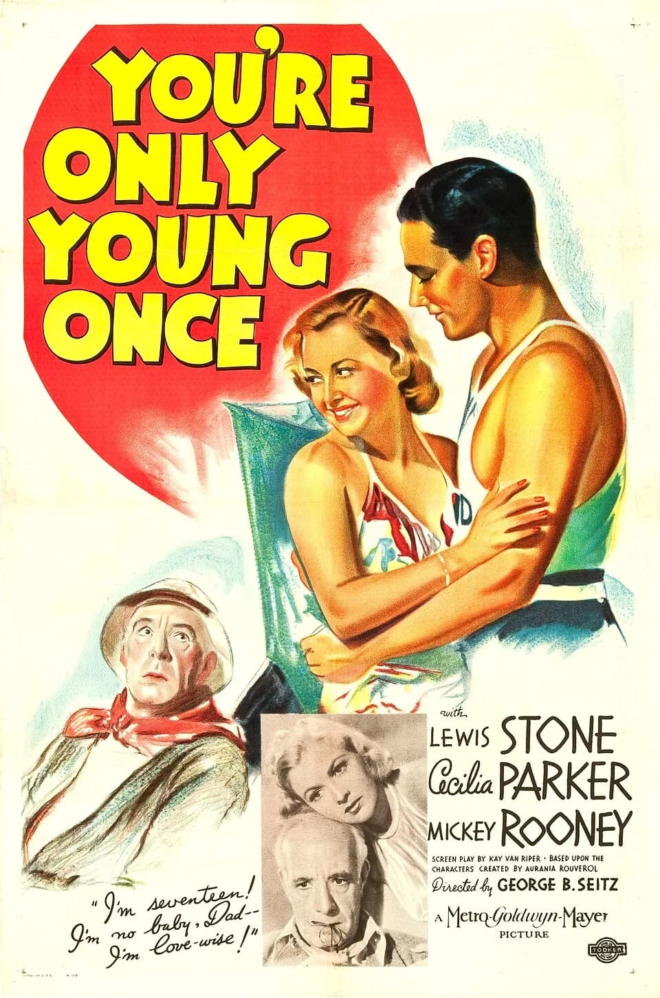 Mickey Rooney - Poster for the 1937 film You're Only Young Once.