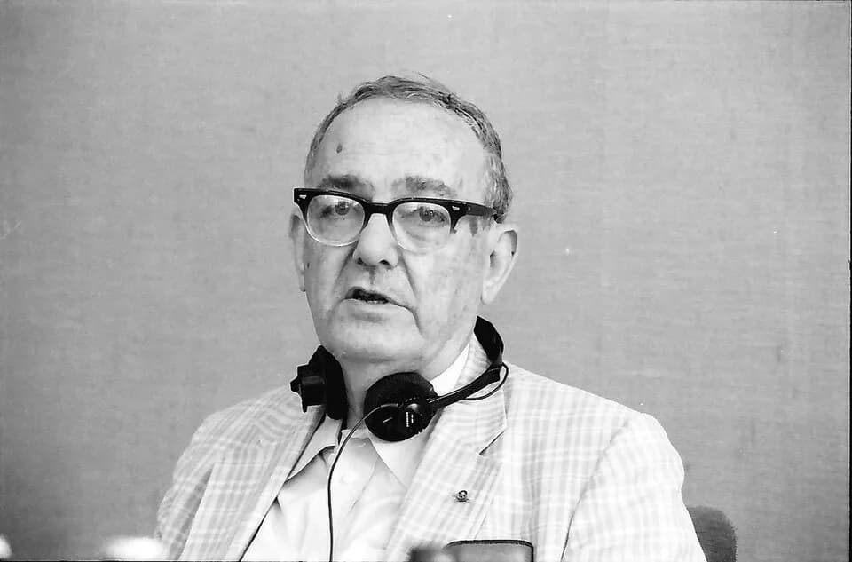 Herbert Simon - 36. Tagung 1986 Chemiker; Pressekonferenz: Herbert A. Simon
