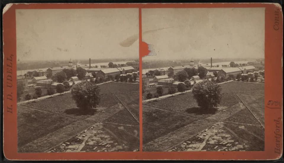 Samuel Colt - Bird's-eye view, Colt's Armory, by H. D. Udell.png