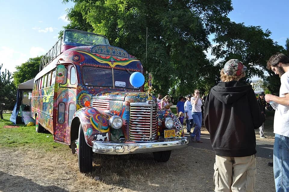 Ken Kesey - "Further" / "Furthur", Ken Kesey and the Merry Pranksters' famous bus, Hempfest 2010, Myrtle Edwards Park, Seattle, Washington, 2010, at which time it had recently been restored.