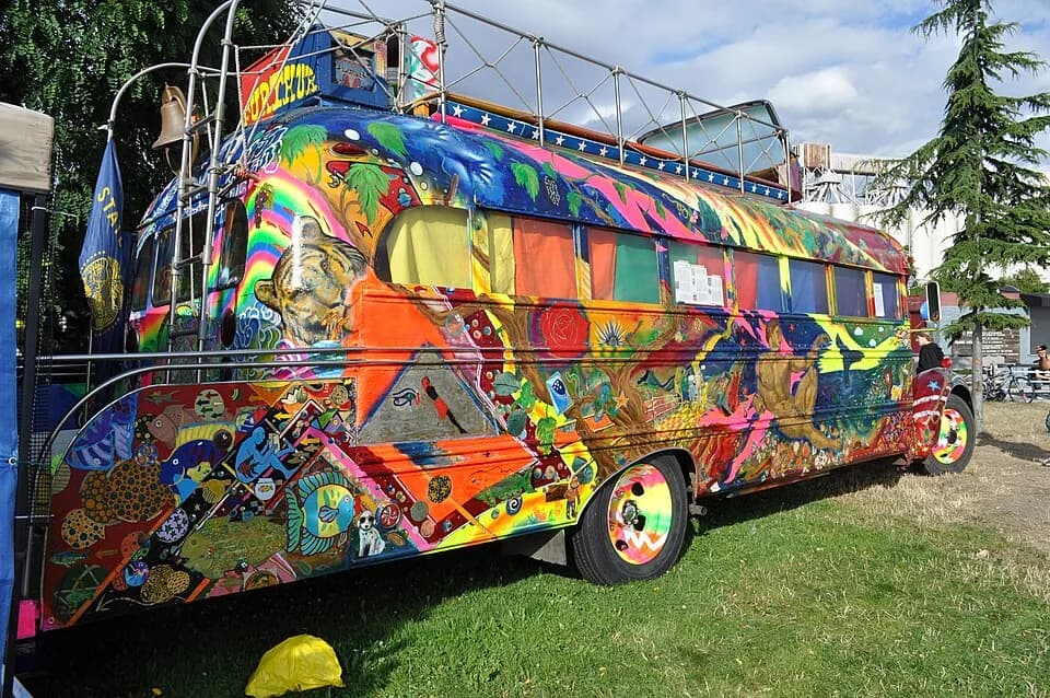 Ken Kesey - "Further" / "Furthur", Ken Kesey and the Merry Pranksters' famous bus, Hempfest 2010, Myrtle Edwards Park, Seattle, Washington, 2010, at which time it had recently been restored.