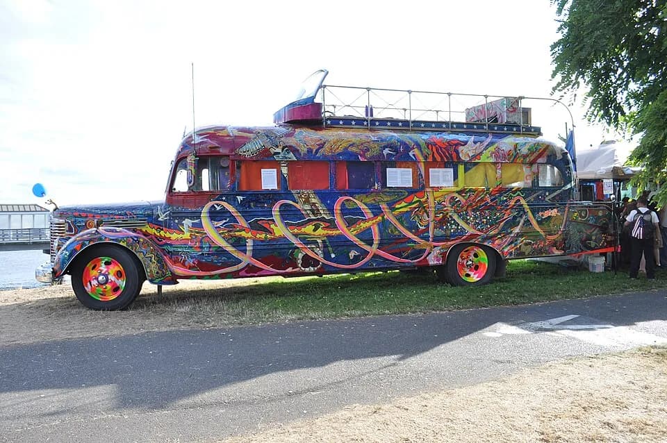 Ken Kesey - "Further" / "Furthur", Ken Kesey and the Merry Pranksters' famous bus, Hempfest 2010, Myrtle Edwards Park, Seattle, Washington, 2010, at which time it had recently been restored.