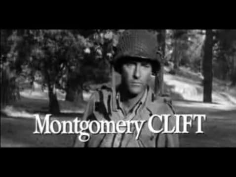 Montgomery Clift - Cropped screenshot of Montgomery Clift from the trailer for the film The Young Lions (1958).