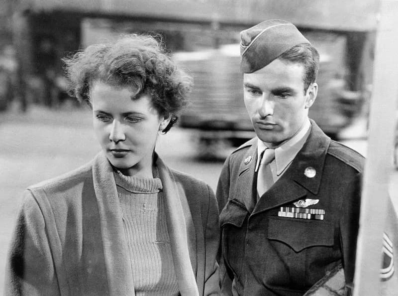 Montgomery Clift - Cornell Borchers and Montgomery Clift in The Big Lift - cropped screenshot