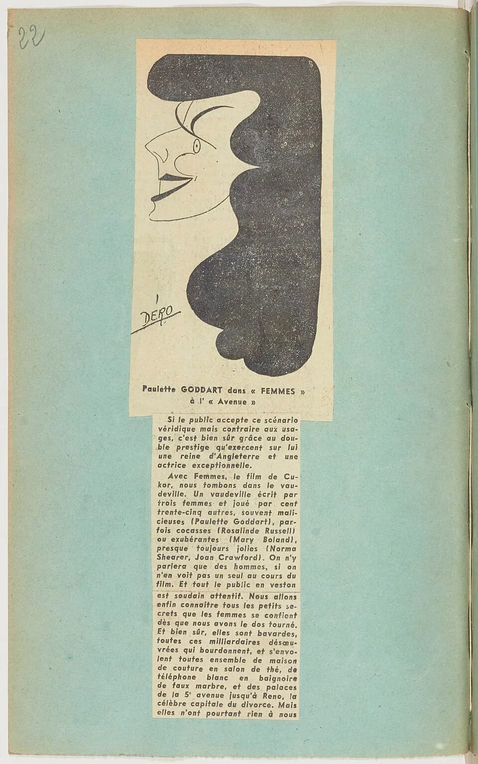 Paulette Goddard - Sujet : The private lives of Elizabeth and Essex (film)
Contient : coupures de presse
Langue : français
