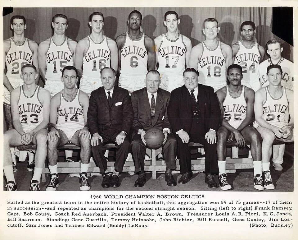 Bill Russell - The 1959-60 Boston Celtics team that won its 3rd NBA title.