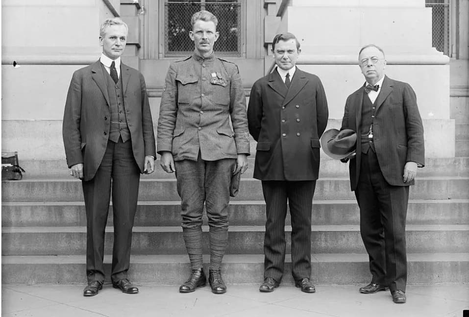 Cordell Hull - Representative Cordell Hull, Sergeant Alvin C. York, Senator Kenneth McKellar, and Senator George E. Chamberlain