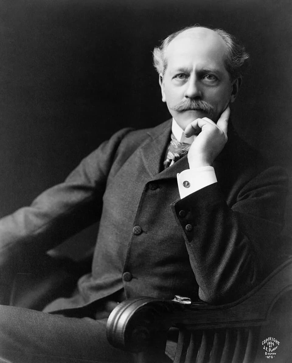 Percival Lowell - American astronomer Percival Lowell. Half-length portrait, seated, facing front. This is photograph No. 6 in a series (presumably of Lowell). Copyright number H45015 U.S. Copyright O