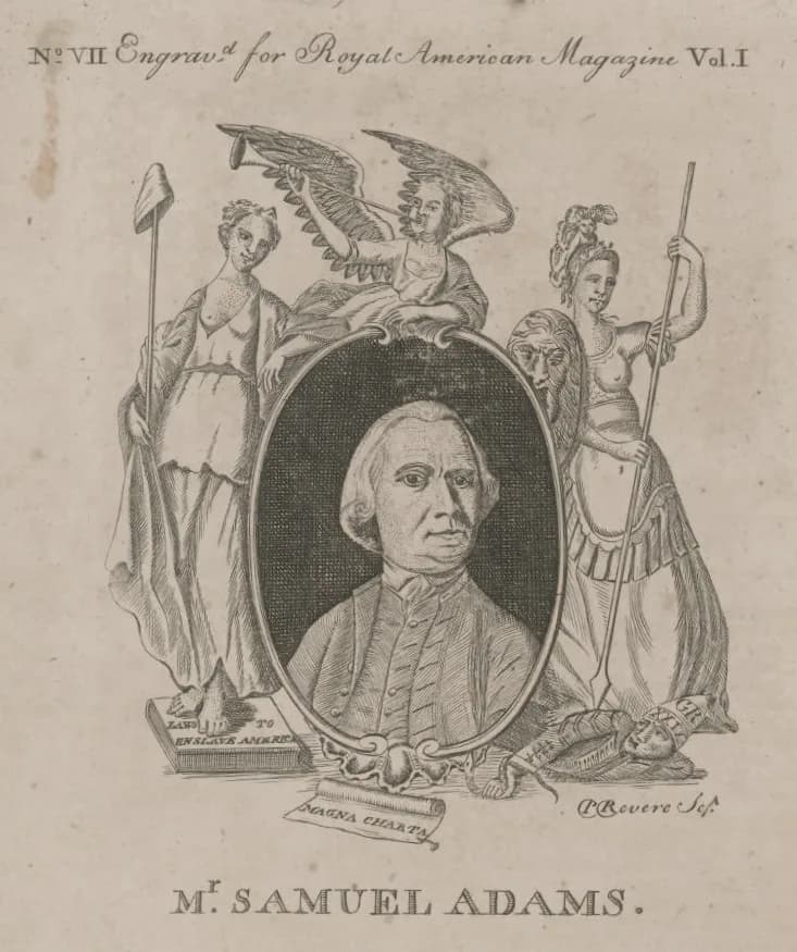 Samuel Adams - Portrait of Sam Adams. Royal American Magazine