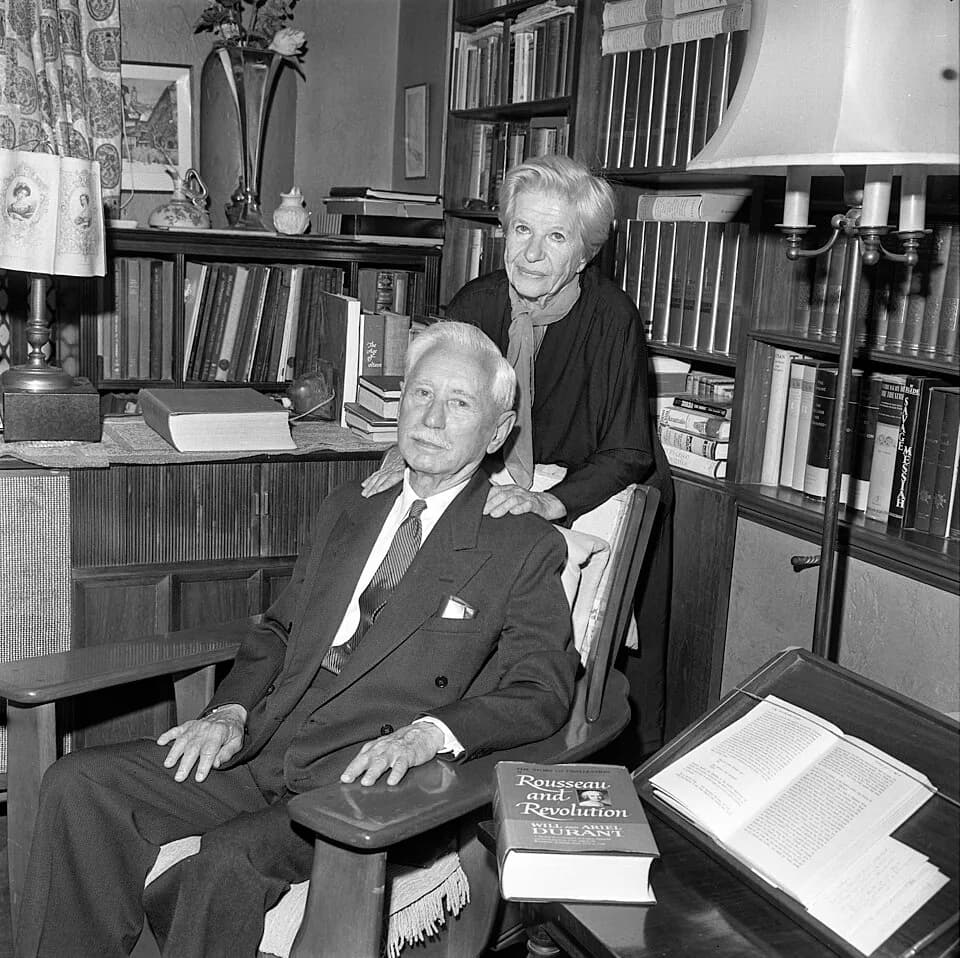 Will Durant - Authors Ariel and Will Durant in library of their home in Los Angeles