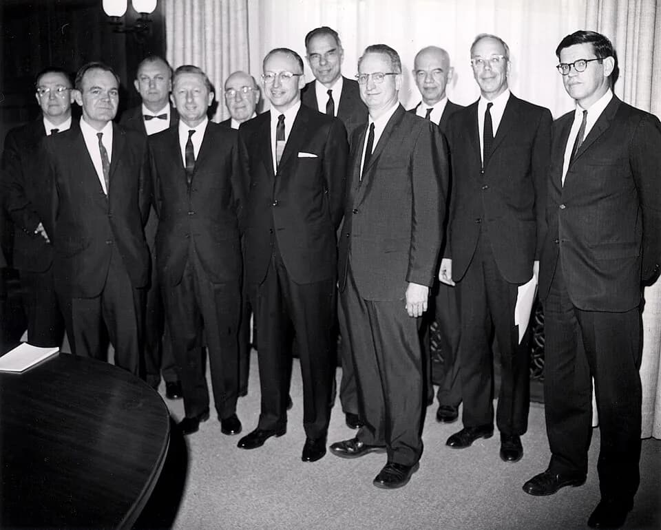 James Rainwater - Lawrence Award Ceremony, 1963. Kouts, Tobias, Rosen, Taub, Rainwater and Seaborg. 

For more information or additional images, please contact 202-586-5251.