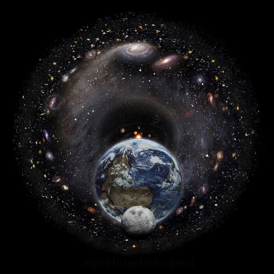 Carlos Castañeda - Planet Earth in the foreground and the rest of the observable universe in the background
