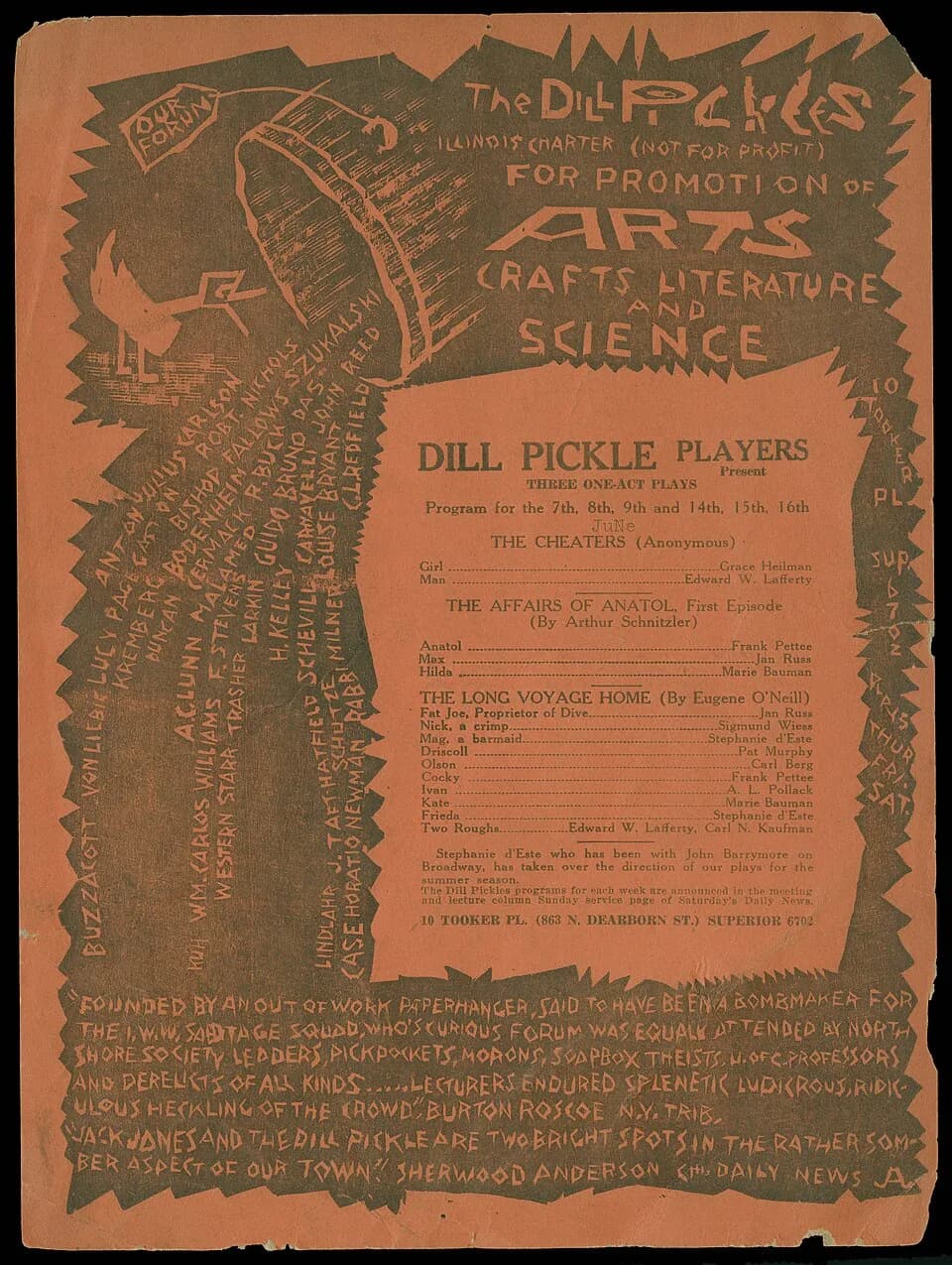 William Carlos Williams - The Dill Pickles Illinois Charter (not for profit) for Promotion of the Arts Crafts Literature and Science, Dill Pickle Players, undated