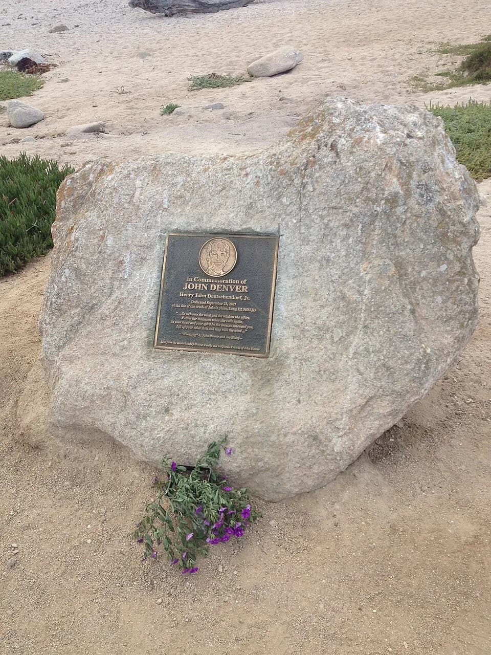 John Denver - This is a picture of a plaque marking the place where John Denver's plane crashed in  on October 22, 1997.