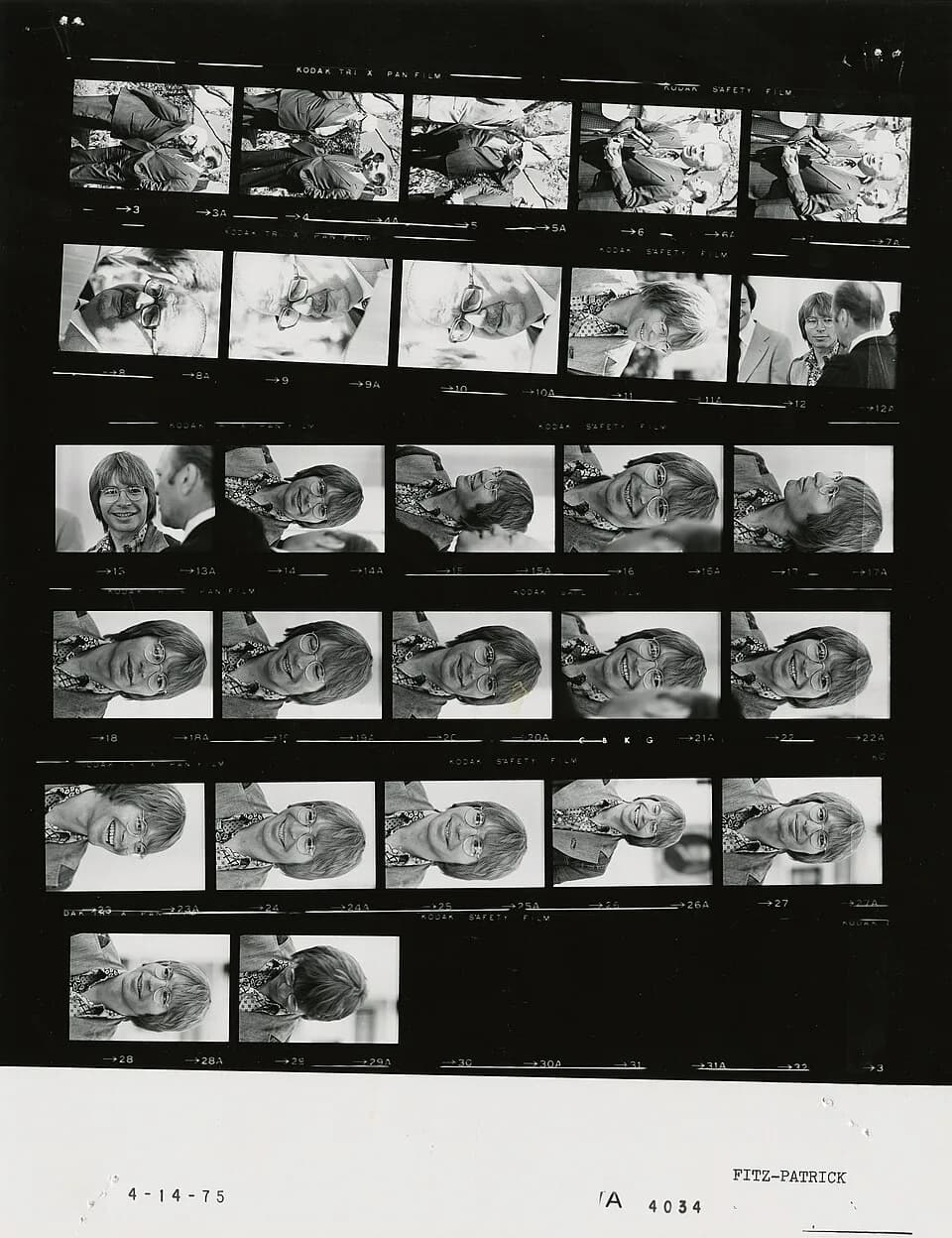 John Denver - The photo contact sheet, identified as A4034 by the White House Photographic Office (WHPO), is housed at the Gerald R. Ford Presidential Library, a branch of the National Archives and Re