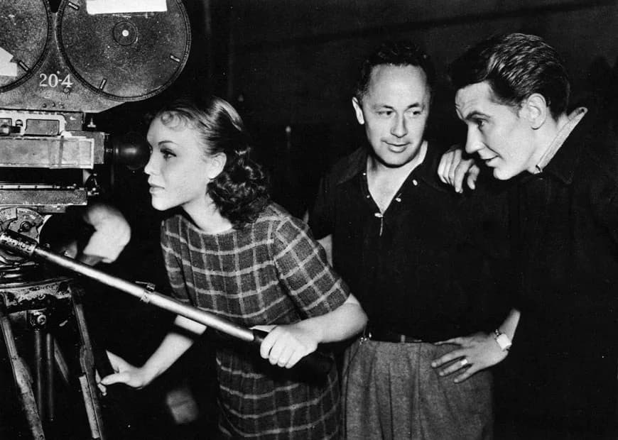 Burgess Meredith - Publicity still for Winterset - L. to R. : Margo (mexican actress), J. Peverell Marley (cinematographer) &amp; Burgess Meredith (actor)