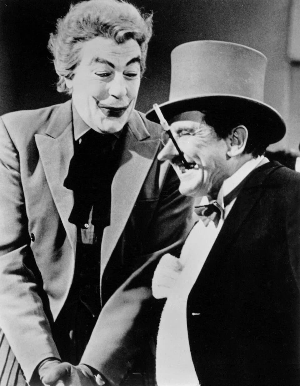 Burgess Meredith - Photo of Cesar Romero as The Joker and Burgess Meredith as The Penguin from the television program Batman.