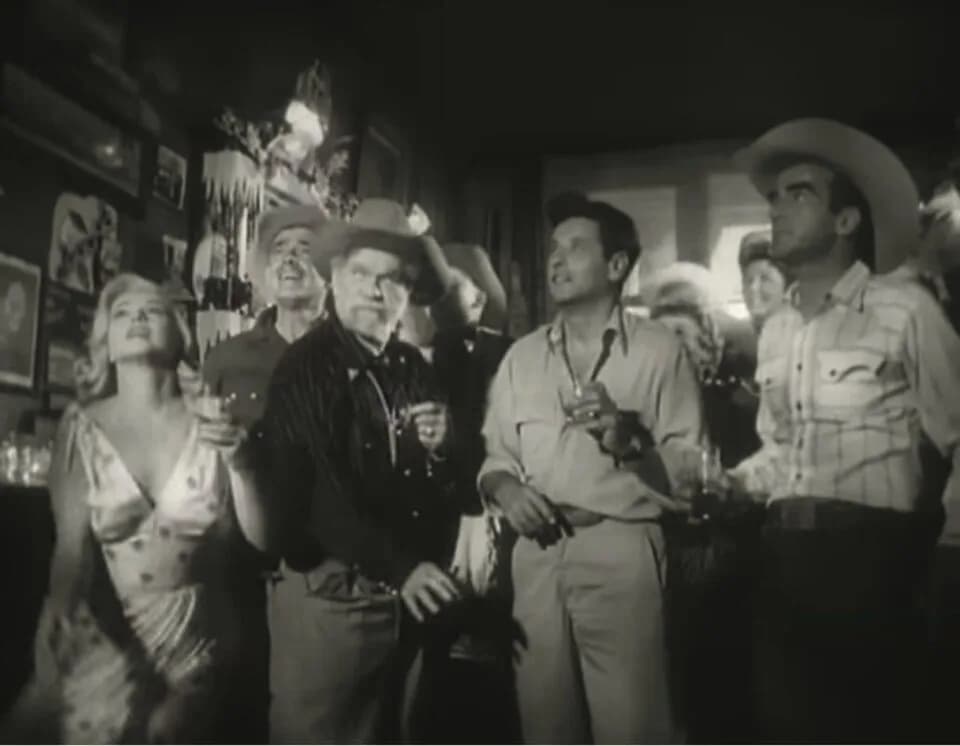 Eli Wallach - Left to right: Marilyn Monroe, Clark Gable, James Barton, Eli Wallach, and Montgomery Clift in The Misfits (1961) - trailer (cropped screenshot)