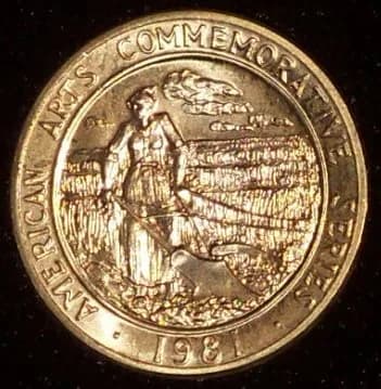 Willa Cather - Reverse of 1981 Willa Cather half ounce medallion