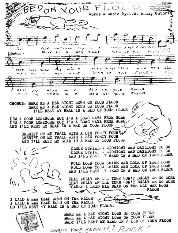 Woody Guthrie - Page from booklet of w:Woody Guthrie sheet music and lyrics