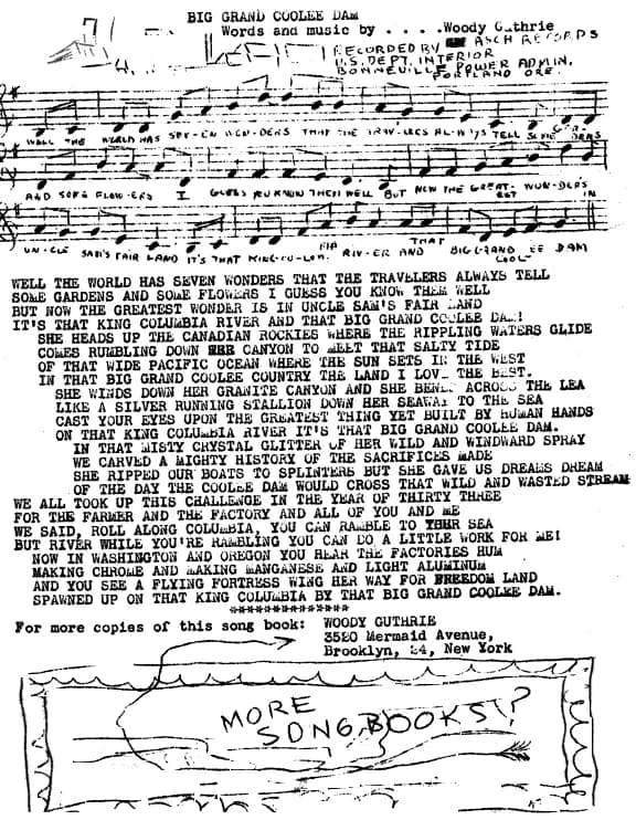Woody Guthrie - Page from booklet of w:Woody Guthrie sheet music and lyrics