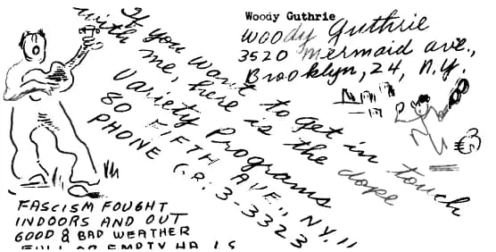 Woody Guthrie - Page from booklet of w:Woody Guthrie sheet music and lyrics