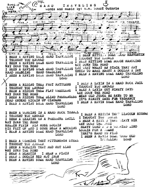 Woody Guthrie - Page from booklet of w:Woody Guthrie sheet music and lyrics