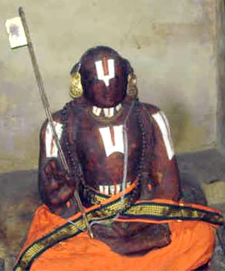 Shri Ramanujacharya - The Holy icon of w:Ramanuja inside the w:Sri Ranganathaswamy Temple, Srirangam, Tamil Nadu, India.