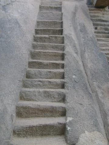 Shri Ramanujacharya - Stone steps near Ramanuja Mandapam at Mamallpuram, Tamil Nadu, India.Period: 640-674 BC, Mamallan did the construction works.