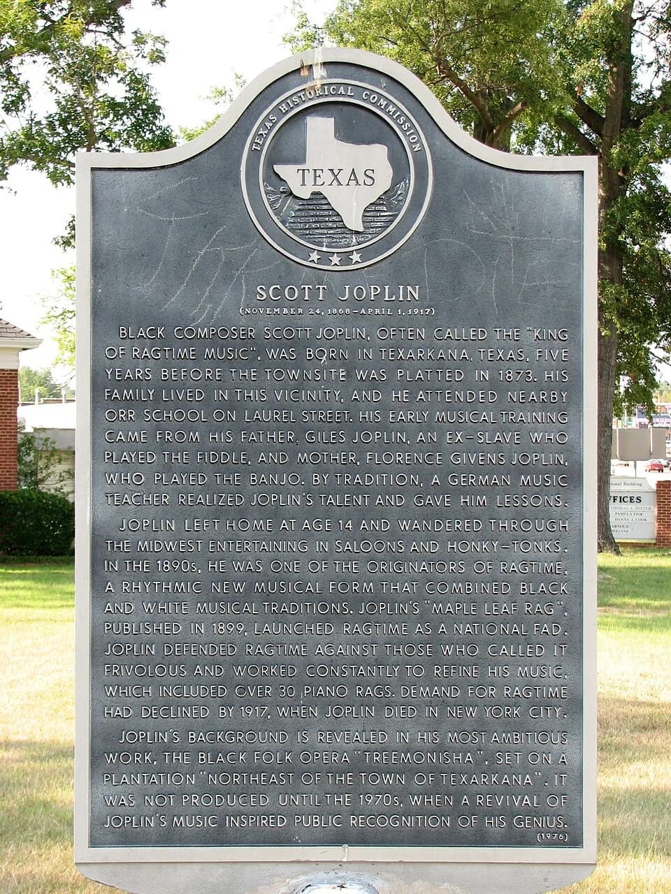 Scott Joplin - Scott Joplin Texas Historical Marker