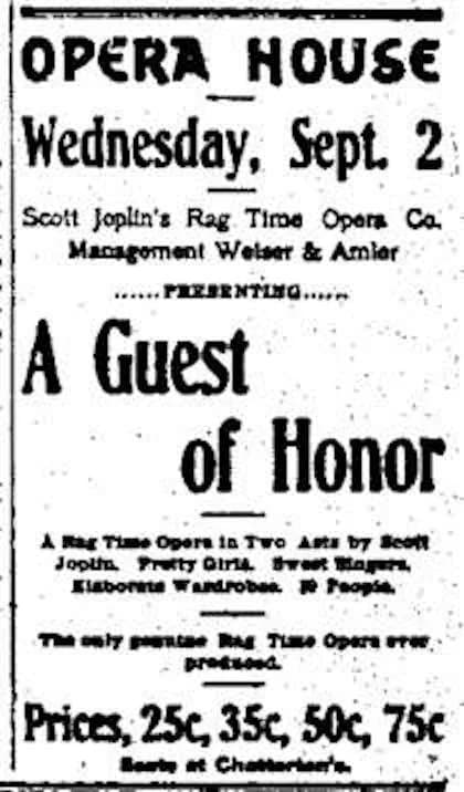 Scott Joplin - 1903 Advertising poster for A Guest of Honor by Scott Joplin
