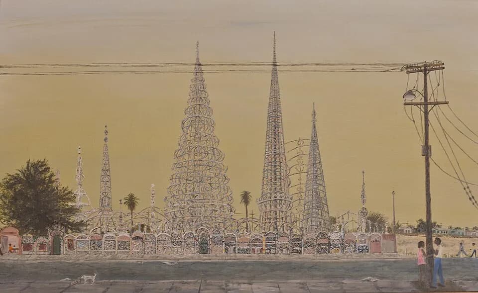 Gloria Stuart - One of Stuart's Watts Towers, January 1972