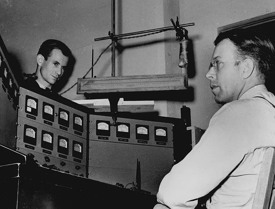 Edwin McMillan - Dr. Edwin M. McMillan (left) and Dr. Ernest O Lawrence (right).