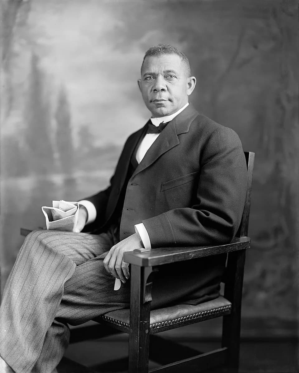 Booker T. Washington - Photograph of Booker T. Washington taken sometime between 1905 and 1915 (digitally retouched).