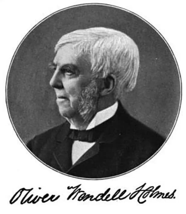 Oliver Wendell Holmes - Image of poet/professor Oliver Wendell Holmes, Sr. with a facsimile of his autograph. From A Portrait Catalogue of the Books Published by Houghton, Mifflin and Company. By Houg