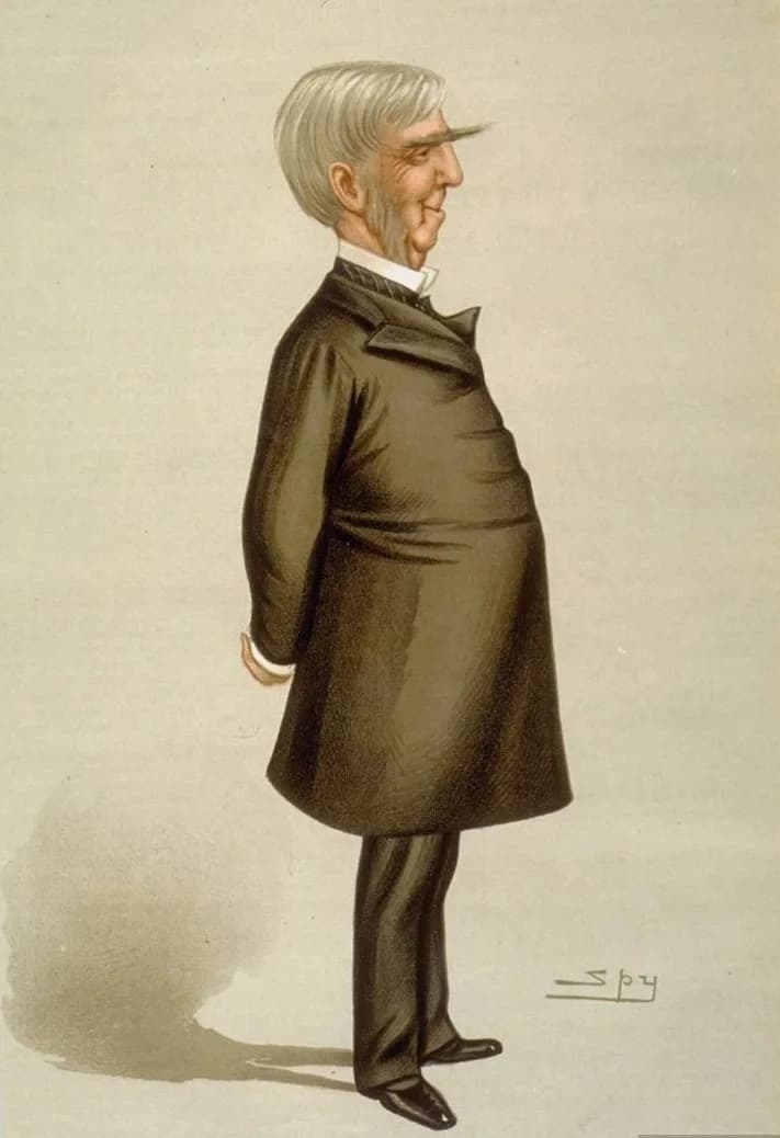 Oliver Wendell Holmes - Caricature of American physician/academic/writer Oliver Wendell Holmes (1809-1894) at age 77. Caption read "the Autocrat of the Breakfast Table".