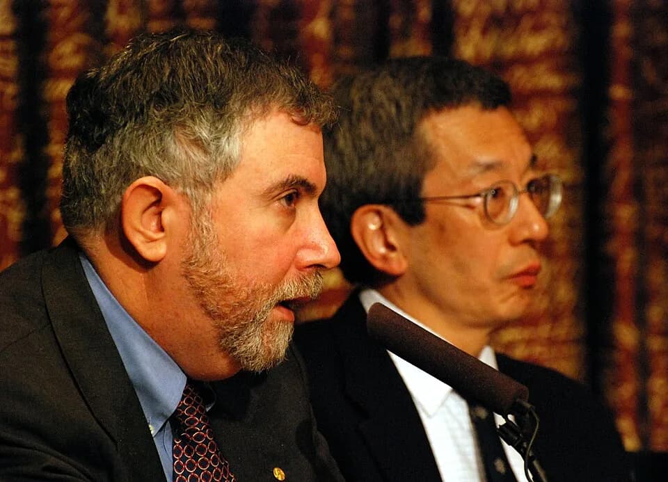 Roger Y. Tsien - Paul Krugman, Laureate of the Sveriges Riksbank Prize in Economic Sciences in Memory of Alfred Nobel 2008, and Roger Tsien, at a press conference at the Swedish Academy of Science in 