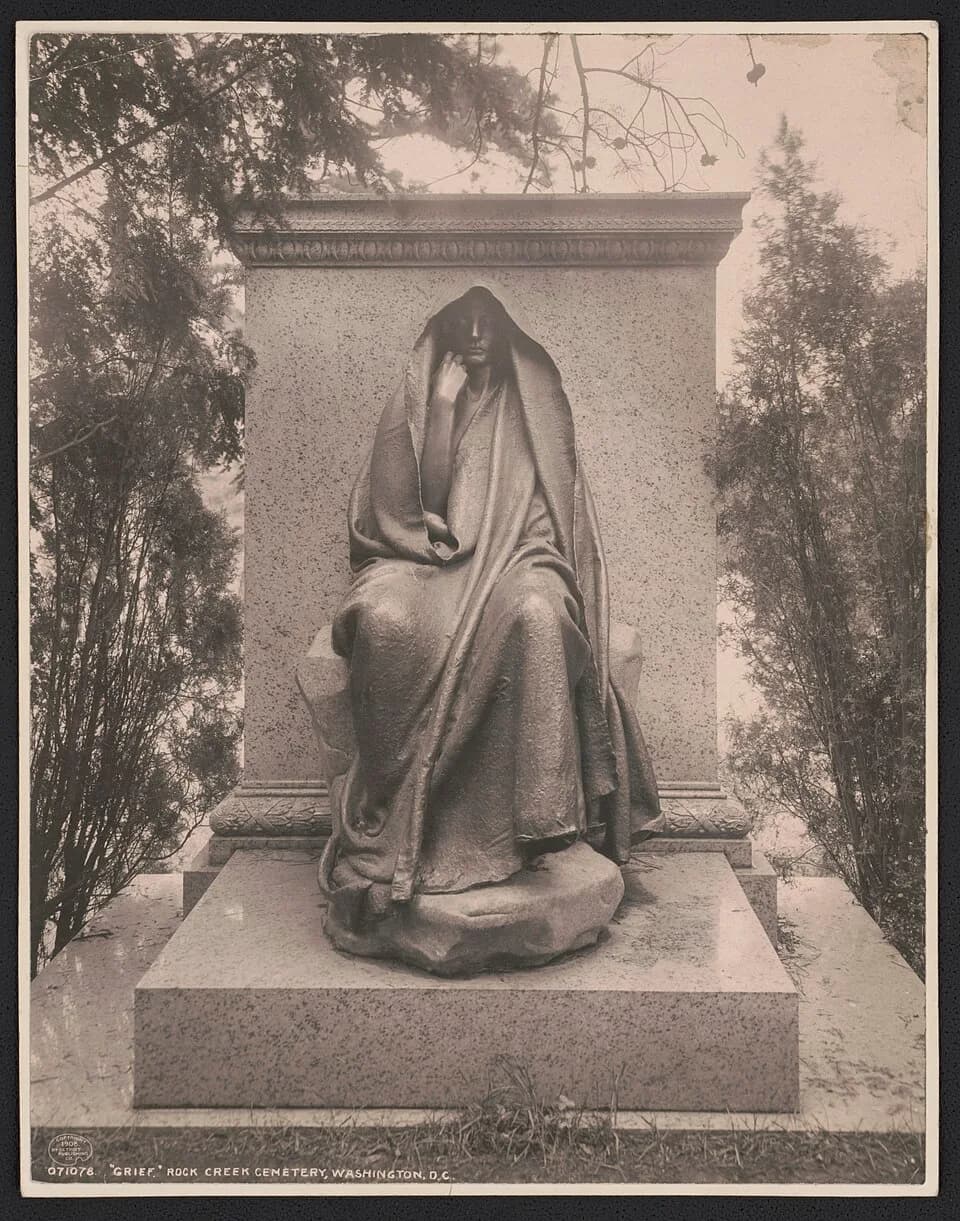Henry Adams - Title: "Grief." Rock Creek Cemetery, Washington, D.C.
Abstract/medium: 1 photograph : gelatin silver print ; sheet 23 x 18 cm.