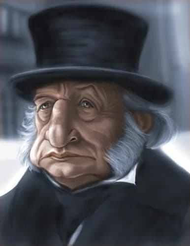 George C. Scott - Cartoon of George C. Scott as 'Scrooge', starring in the 1984 television film 'A Christmas Carol'.