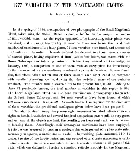 Henrietta Swan Leavitt - "1777 Variables in the Magellanic Clouds, by Henrietta S. Leavitt." Annals of the Harvard College Observatory, Vol. LX, No. IV, Published by the Observatory, Cambridge, Massac