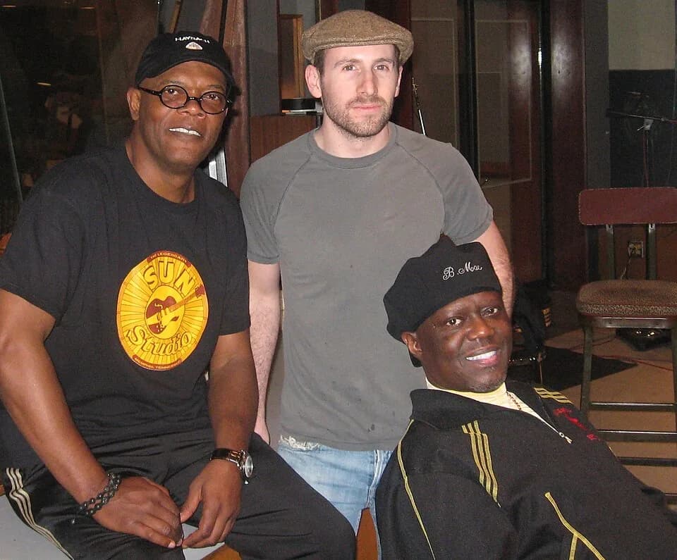 Bernie Mac - Samuel L. Jackson, Gabe Witcher, and Bernie Mac recording prerecords at Capitol Studios for Soul Men.