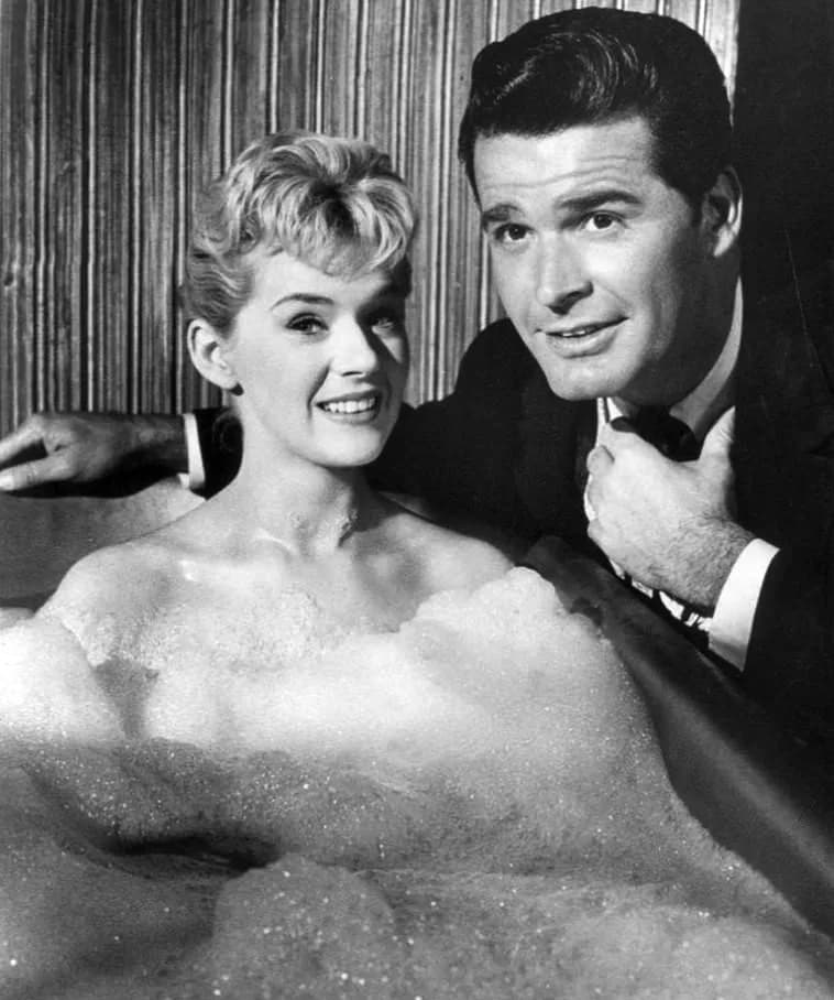 James Garner - Photo of James Garner as Bret Maverick and Connie Stevens from the television program Maverick.  This episode is "Two Tickets to Ten Strike".