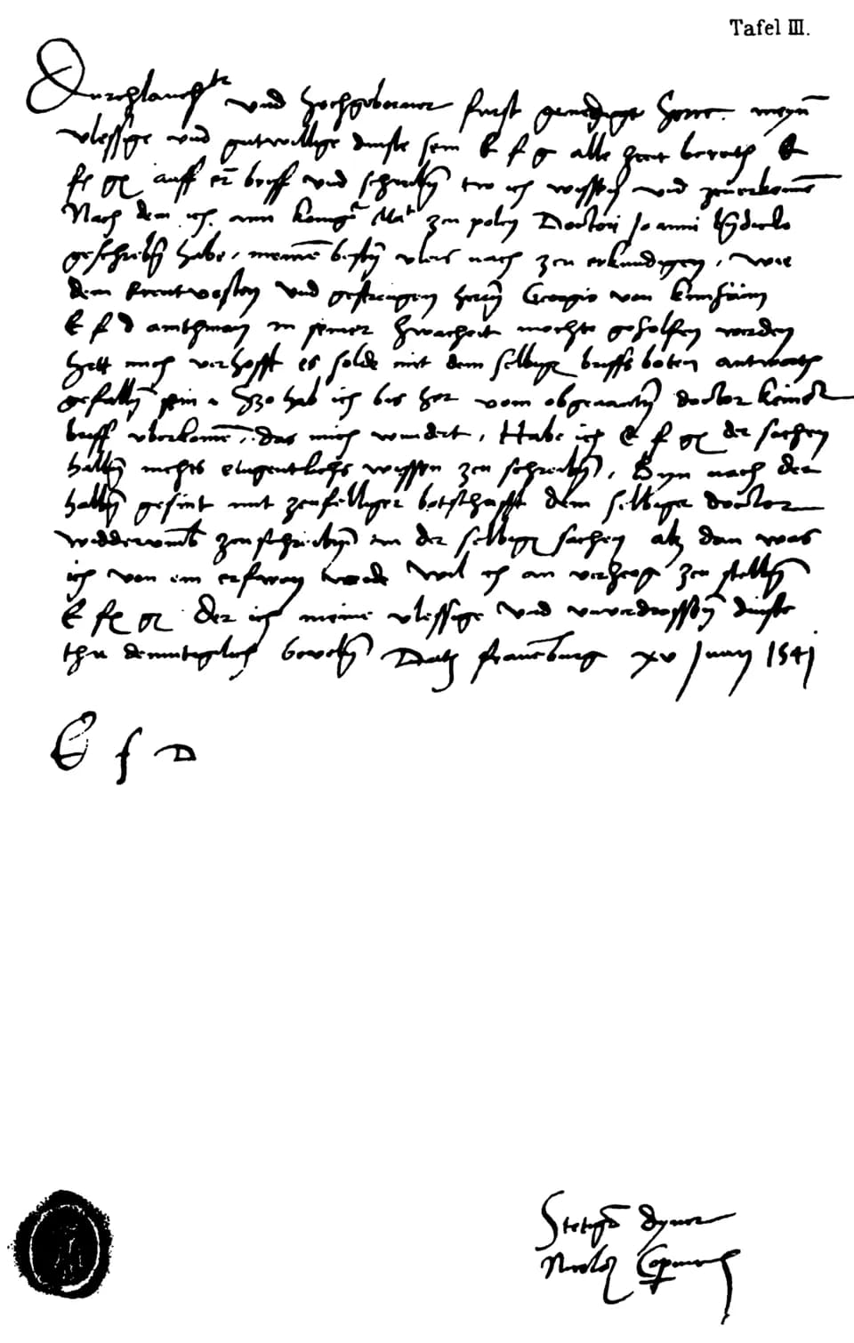 Nicolaus Copernicus - Nicolaus Copernicus' letter in German to Duke Albrecht of Prussia, dated 25 June 1541. Reproduction of the manuscript, as taken from w:Leopold Prowe's (1821-1887) Nicolaus Copper