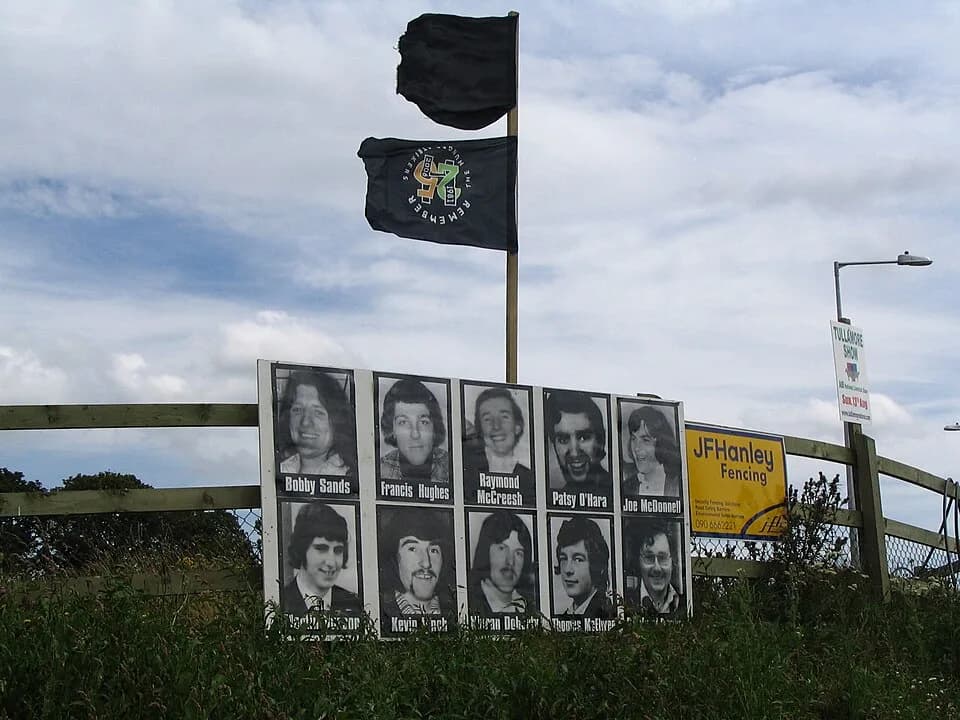 Bobby Sands - 25th commemoration of  1981 Irish hunger strike in Donegal:
Bobby Sands, (aged 27),  Francis Hughes  (aged 25) , Raymond McCreesh, (aged 24),  Patsy O'Hara (aged 23),  Joe McDonnell (age