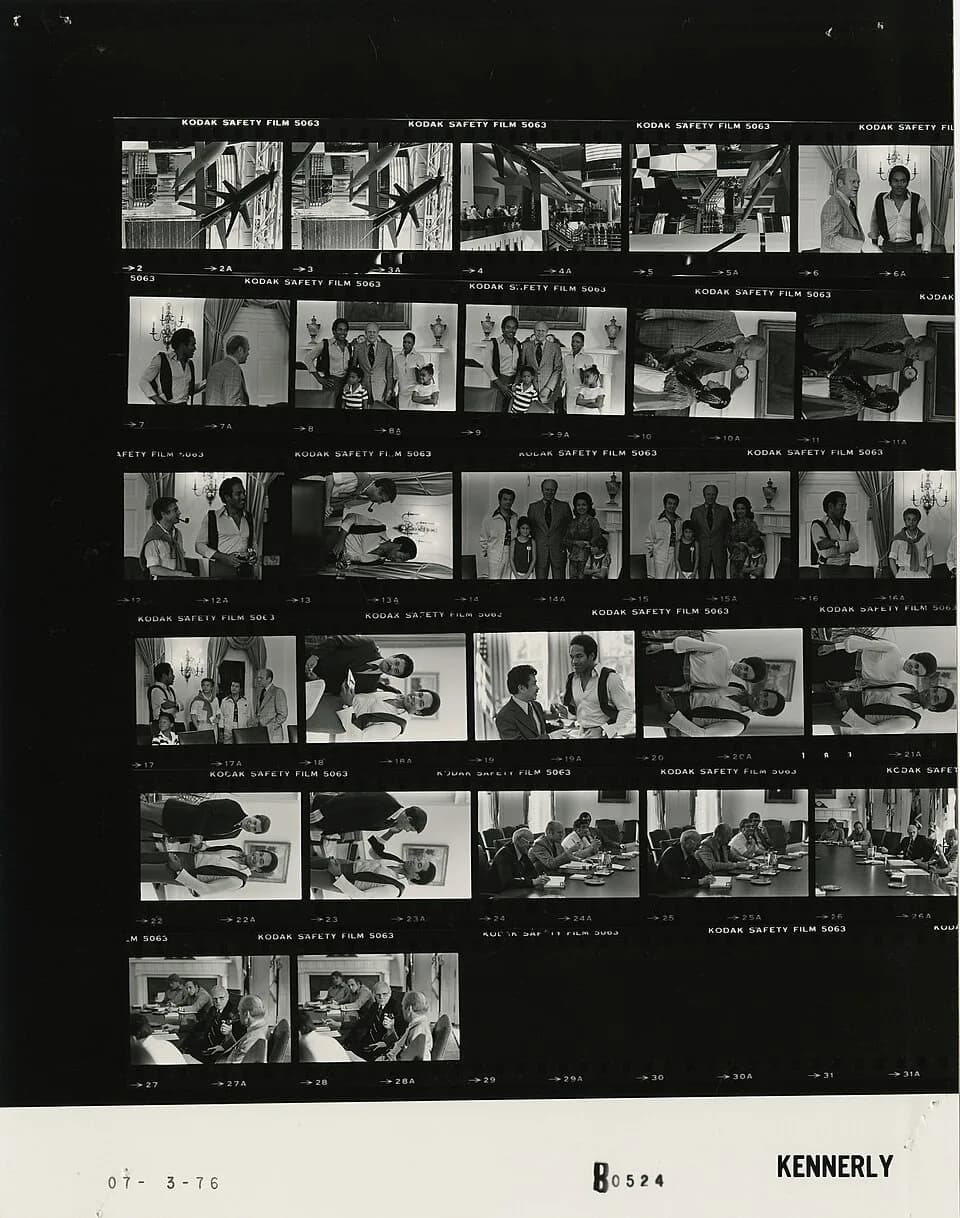 O. J. Simpson - The photo contact sheet, identified as B0524 by the White House Photographic Office (WHPO), is housed at the Gerald R. Ford Presidential Library, a branch of the National Archives and 