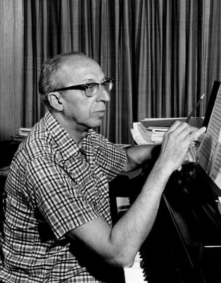 Aaron Copland - Photo of composer Aaron Copland from a 1962 television special.